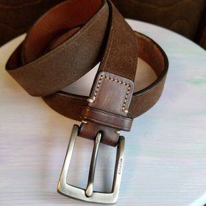 Coach Leatherware Brown Suede Leather Belt, Made in Italy, Size 32